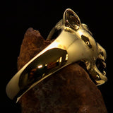 Excellent crafted Men's Brass Animal Ring Cougar red CZ Eyes - BikeRing4u