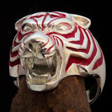 Excellent crafted Men's Animal Ring Male Tiger Red Sterling Silver 925 - BikeRing4u