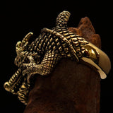 Excellent crafted Men's Dragon Ring - Solid Brass - BikeRing4u