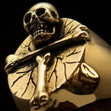 Excellent crafted Men's Skull Ring Bone Cross R.I.P - Solid Brass - BikeRing4u