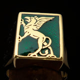 Perfectly crafted Men's Green Griffin Ring Griffon - Solid Brass - BikeRing4u