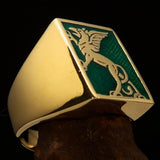 Perfectly crafted Men's Green Griffin Ring Griffon - Solid Brass - BikeRing4u