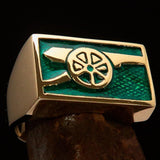 Perfectly crafted Men's Naval Cannon Ring Green - Solid Brass - BikeRing4u