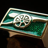 Perfectly crafted Men's Naval Cannon Ring Green - Solid Brass - BikeRing4u
