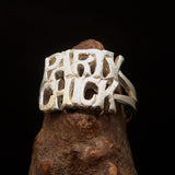 Excellent Crafted Sterling Silver Two-Tone Matte Party Chick Ring - BikeRing4u