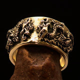 Excellent crafted Men's Two Dragon Ring - Solid Brass - BikeRing4u