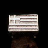 Perfectly crafted Men's Ring Flag of Greece - Two-Tone Matte Sterling Silver - BikeRing4u