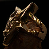 Excellent crafted Men's Ring Goat Head Pentagram - Solid Brass - BikeRing4u