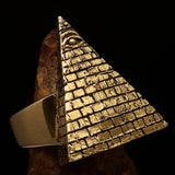 Excellent crafted Men's All Seeing Eye on Pyramid Ring - Solid Brass - BikeRing4u