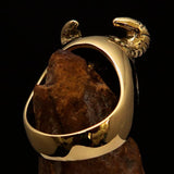 Excellent crafted Men's horned Devil Ring - Solid Brass - BikeRing4u