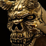 Excellent crafted Men's horned Devil Ring - Solid Brass - BikeRing4u