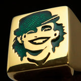 Excellent crafted Men's Joker Ring Green Harlequin - Solid Brass - BikeRing4u