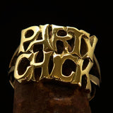 Excellent Crafted Word Ring Party Chick - solid Brass - BikeRing4u