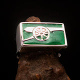 Perfectly crafted Men's Naval Cannon Ring green - Sterling Silver - BikeRing4u