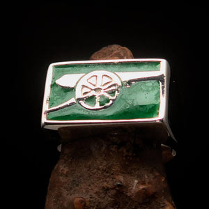 Perfectly crafted Men's Naval Cannon Ring green - Sterling Silver - BikeRing4u