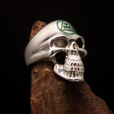 Excellent crafted Men's Masonic Ring green Archer Skull - Sterling Silver 925 - BikeRing4u