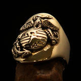 Excellent crafted Men's Marine's Military Ring - Solid Brass - BikeRing4u