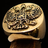 Excellent crafted Men's Russian Eagle Seal Ring - Solid Brass - BikeRing4u