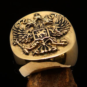 Excellent crafted Men's Russian Eagle Seal Ring - Solid Brass - BikeRing4u