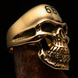 Excellent crafted Men's Devil Skull Ring green 666 on Forehead - Solid Brass - BikeRing4u
