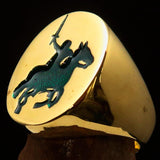 Excellent crafted Men's Green Riding Knight Ring - Solid Brass - BikeRing4u
