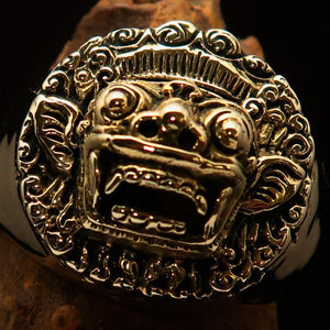 Excellent crafted Men's Balinese God Ring Bali Barong - Solid Brass - BikeRing4u