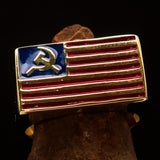 Perfectly crafted Men's Flag Ring United States of Communist - Solid Brass - BikeRing4u