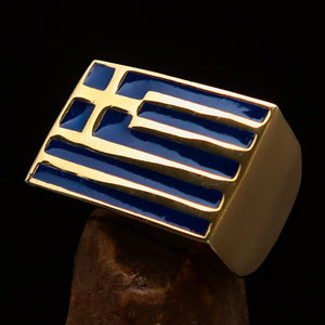 Perfectly crafted Men's Ring Flag of Greece - Solid Brass - BikeRing4u