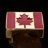 Perfectly crafted Men's Ring Flag of Canada - Solid Brass - BikeRing4u