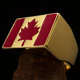Perfectly crafted Men's Ring Flag of Canada - Solid Brass - BikeRing4u