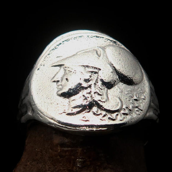 Men's Sterling Silver ancient Corinthian Ring Greek Goddess Athena - BikeRing4u