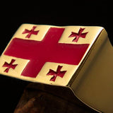 Perfectly crafted Men's Ring National Flag of Georgia - Solid Brass - BikeRing4u