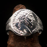 Men's Sterling Silver ancient Roman Coin Men's Ring Antonius Pius - BikeRing4u