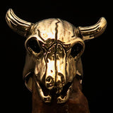 Excellent crafted Men's Bull Skull Cowboy Ring - solid Brass - BikeRing4u