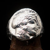 Men's Sterling Silver ancient Greek Drachma Coin Ring Alexander the Great - BikeRing4u