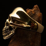Excellent crafted Men's Communist Skull Ring green Hammer Sickle - solid Brass - BikeRing4u