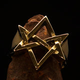 Excellent crafted Men's Aquarian Star Ring - Solid Brass - BikeRing4u