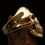 Excellent crafted Men's Gamer Ring green Biohazard Skull - Solid Brass - BikeRing4u
