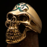 Excellent crafted Men's Gamer Ring green Biohazard Skull - Solid Brass - BikeRing4u