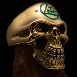 Excellent crafted Men's Masonic Ring green Archer Skull - Solid Brass - BikeRing4u