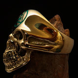 Excellent crafted Men's Masonic Ring green Archer Skull - Solid Brass - BikeRing4u