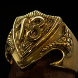 Excellent Crafted Men's Lucky Number 13 Shield Ring - solid Brass - BikeRing4u