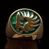 Excellent crafted Men's green French Foreign Legion Ring - Solid Brass - BikeRing4u