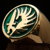 Excellent crafted Men's green French Foreign Legion Ring - Solid Brass - BikeRing4u