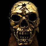 Excellent crafted Men's antiqued Head Shot Skull Ring - solid Brass - BikeRing4u