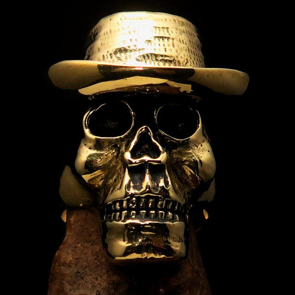 Excellent crafted Men's Cowboy Skull Ring - Solid Brass - BikeRing4u