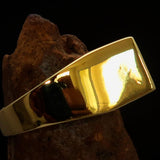 Excellent crafted rectangle shaped green Human Evolution Ring - solid Brass - BikeRing4u