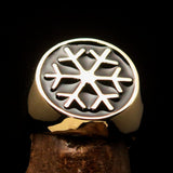 Excellent crafted Men's Winter Ring Black Snowflake - solid Brass - BikeRing4u