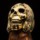 Excellent crafted Men's Hippie Skull Ring - Solid Brass - BikeRing4u