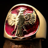 Excellent crafted ancient Men's red Garuda Ring - Solid Brass - BikeRing4u